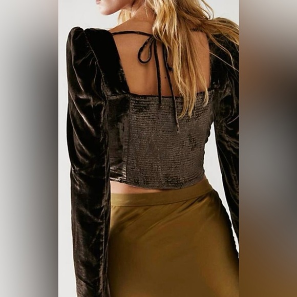 NEW FREE PEOPLE VELVET LONG SLEEVE TOP - Picture 5 of 11